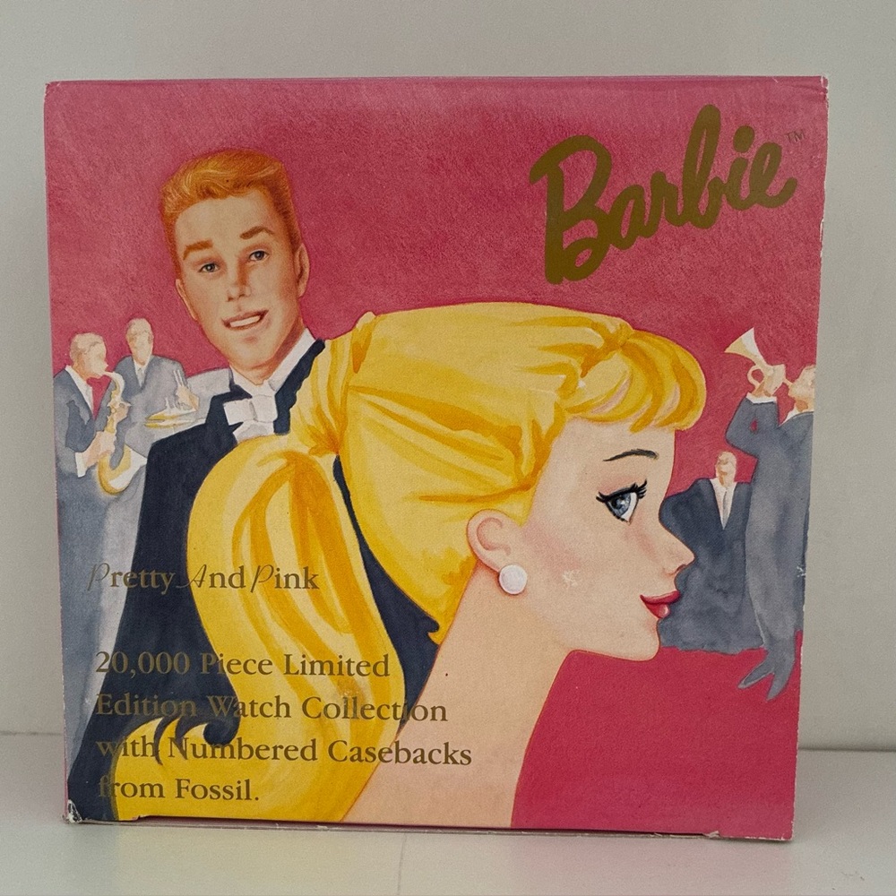NWT Barbie Pretty And Pink Fossil Watch Boxed Set. 1994 Ltd Ed.. Pink Leather - Picture 3 of 16